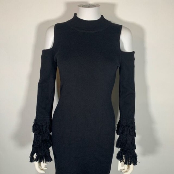 Cold-Shoulder Fringe Sweater Dress - Picture 4 of 5